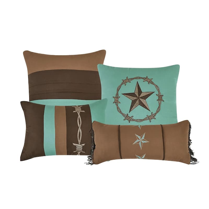 7 Piece Teal Brown Southwestern Star Soft Bedding Comforter Set