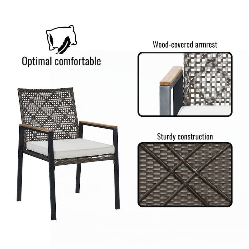 All Weather 5-Piece Patio Dining Table Sets,Coffee Brown