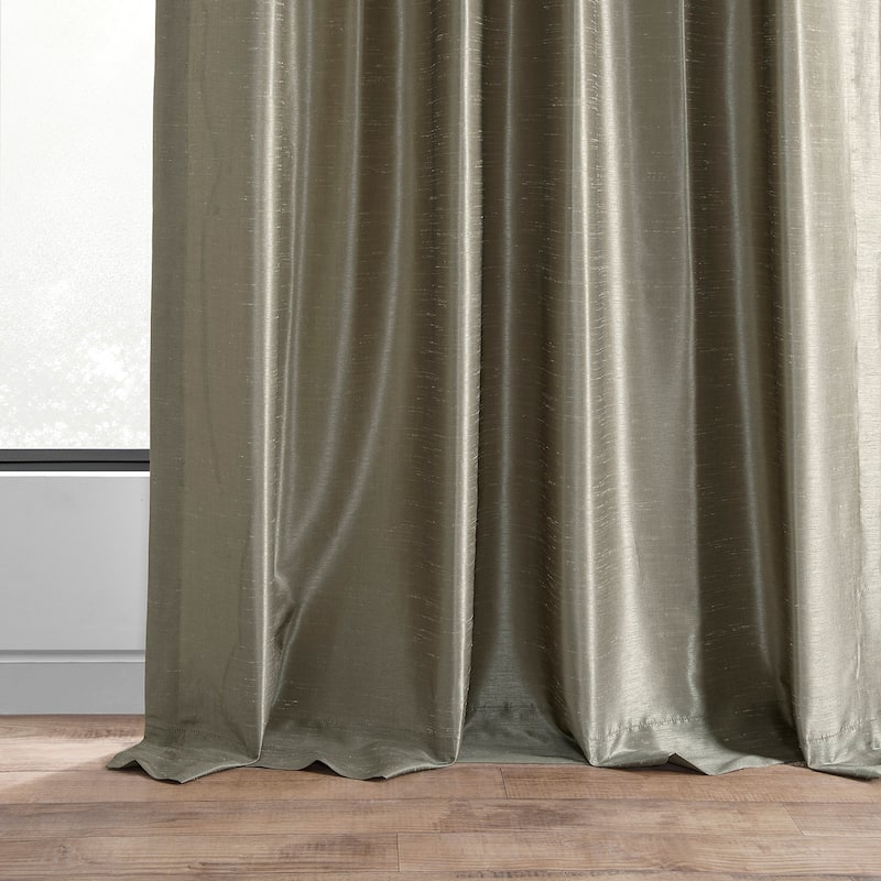 Exclusive Fabrics Vintage Textured Faux Dupioni Silk Room Darkening Curtains (1 Panel)