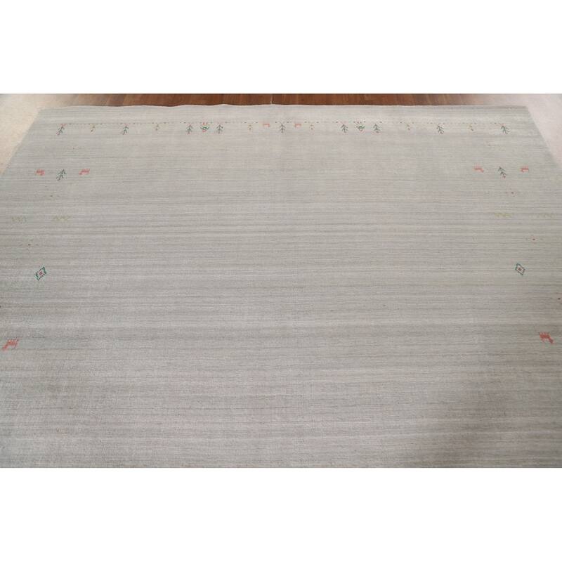 Gabbeh Indian Area Rug Handmade Tribal Beige Wool Carpet - 7'10"x 9'9"