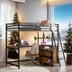 preview thumbnail 12 of 20, Twin Loft Bed with Desk, Shelves, 2 Drawers, LED Light and USB Black