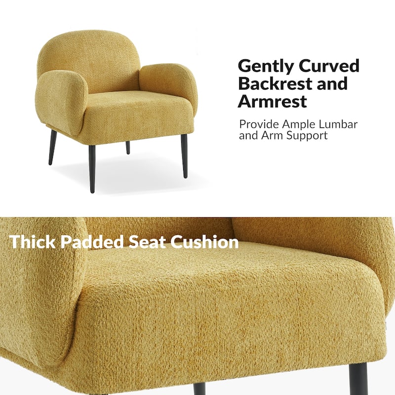 Abe Modern Boucle Accent Chair with Adjustable Metal Legs by HULALA HOME