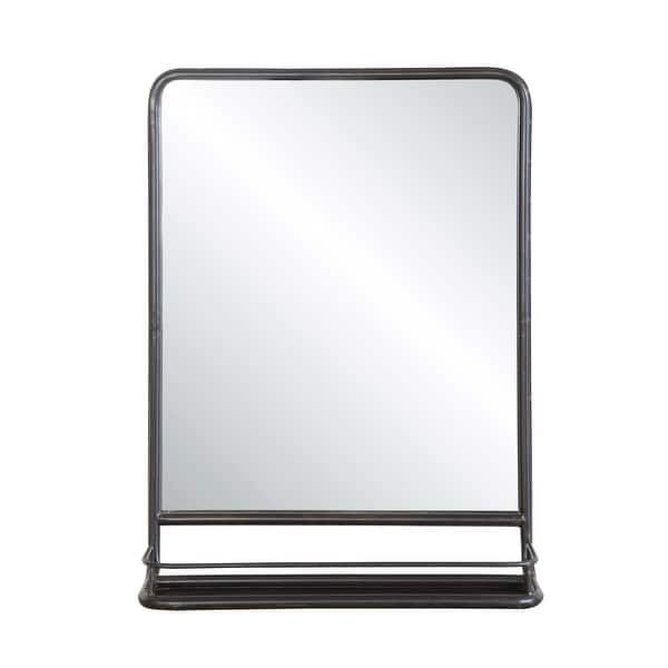 slide 2 of 4, Large Metal Framed Mirror with Shelf - Black
