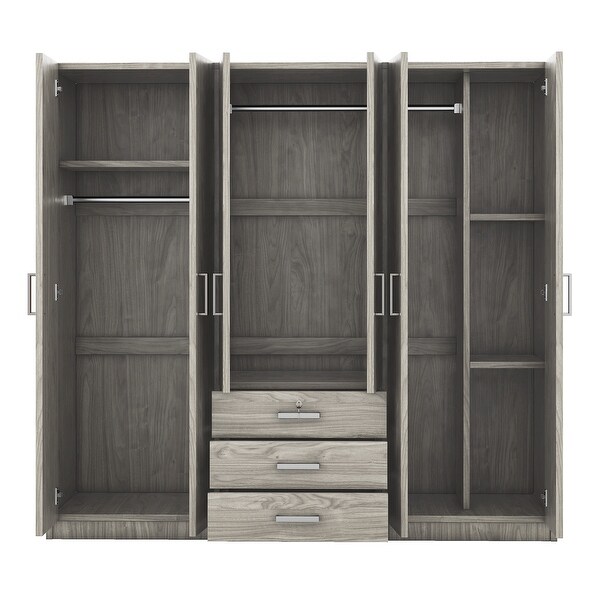 6 Door Wardrobe, Floor Standing Freestanding Wardrobe with 3