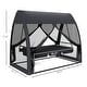 preview thumbnail 2 of 6, Outsunny 3-Seat Patio Swing Chair, Porch Swing Bed with Convertible Backrest, Cushion, Canopy, Side Pocket & Mesh Netting