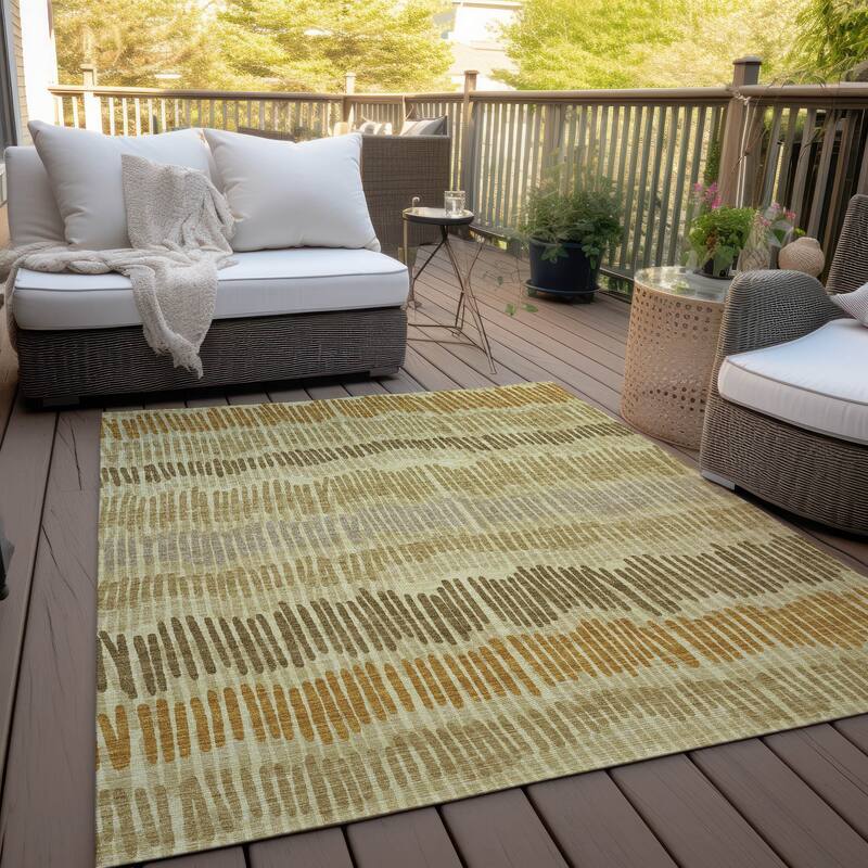 Machine Washable Indoor/ Outdoor Chantille Abstract Stripe Rug
