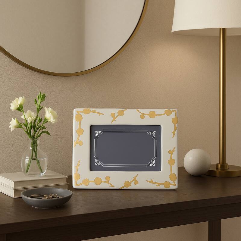 Ceramic Cherry Blossom Picture Frame - Gold