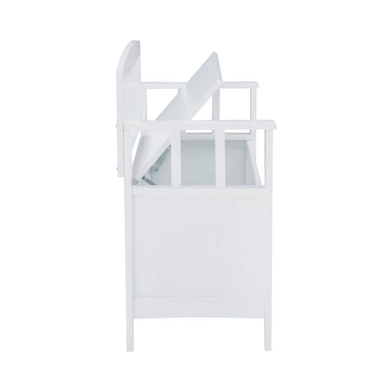 Migdalia Flip Top Slat Back Storage Entryway Bench