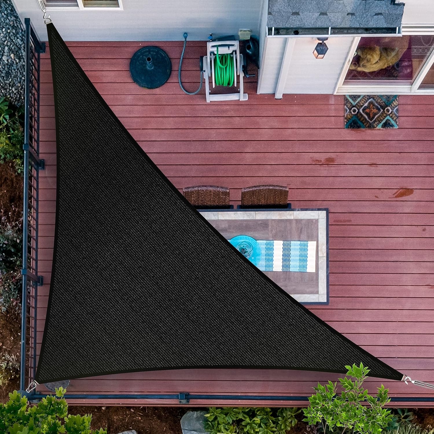 17' x 20' x 26.2' Black Triangle Sun Shade Sail, UPF50 UV Resistant & Breathable Canopy for Outdoor Spaces