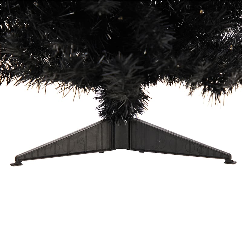 3ft. Black Artificial Christmas Tree with 50 LED Lights & 118 Branches - Modern Festive Holiday X-Mas Accent