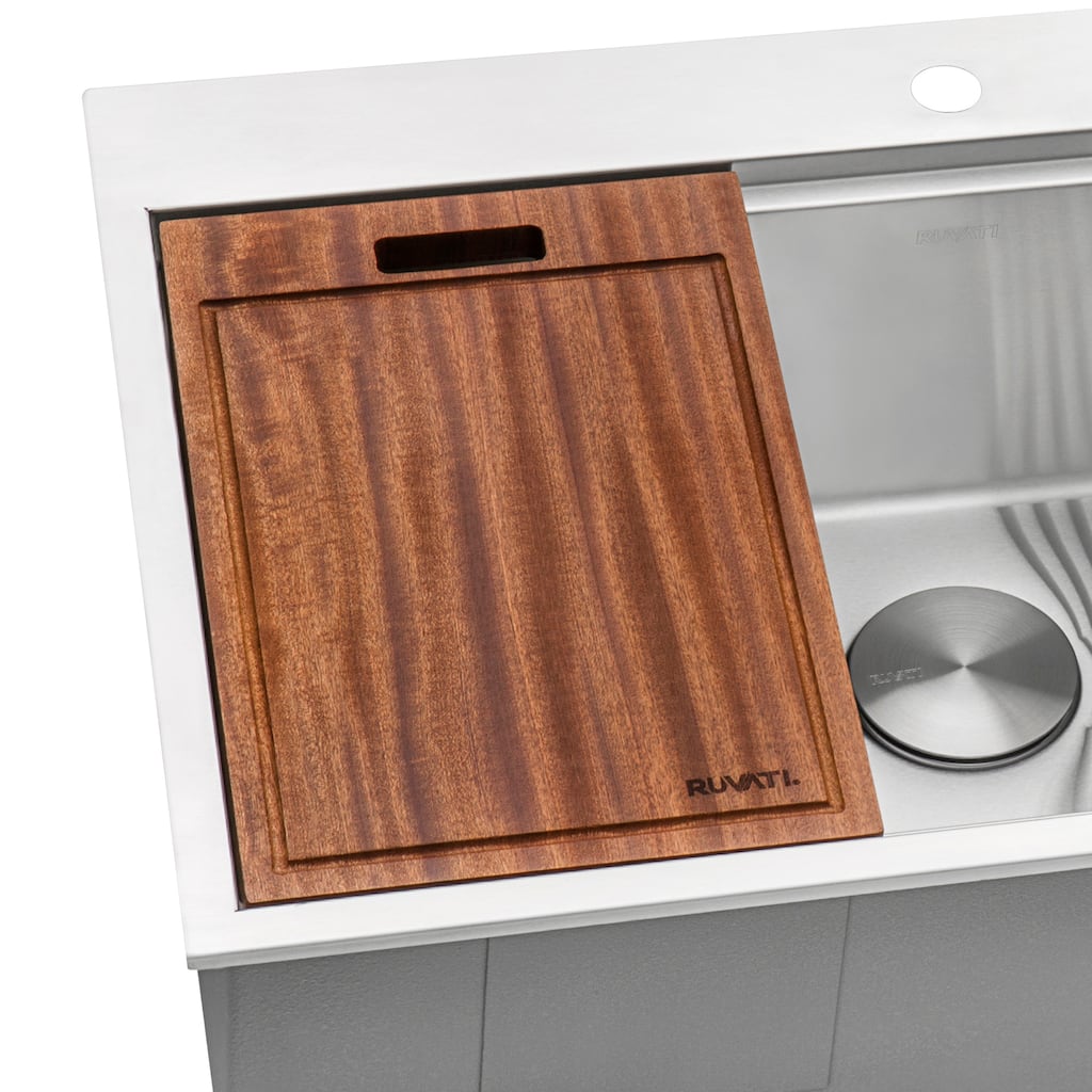 Ruvati 17 x 11 inch Solid Wood Cutting Board for Ruvati Workstation Sink - RVA1217