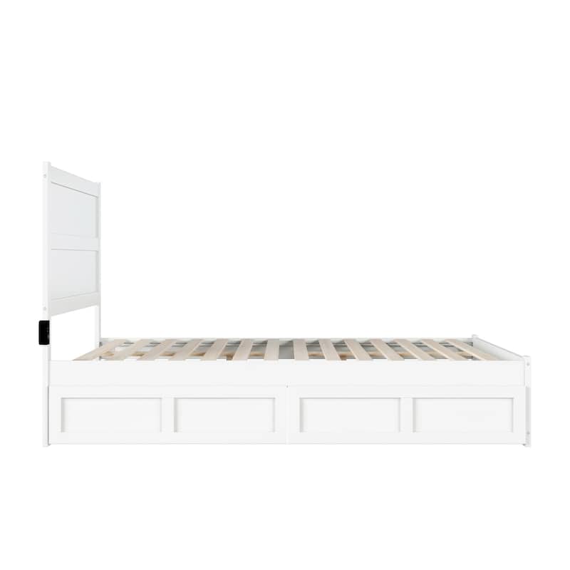 NoHo Queen Bed with Footboard and 2 Drawers in White