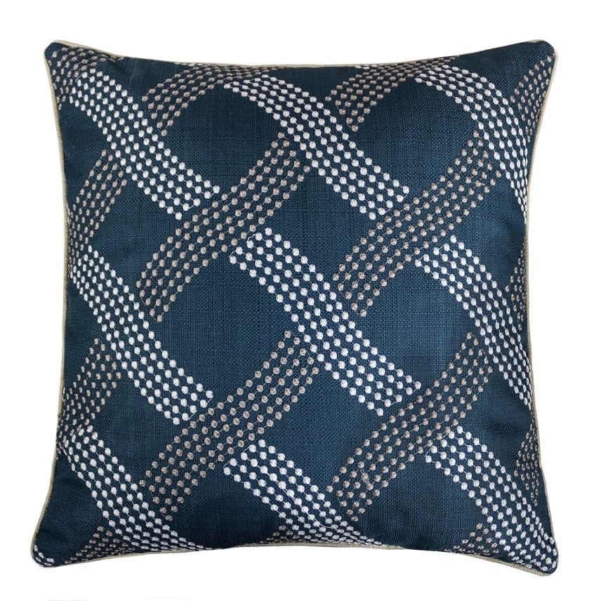 Homey Cozy Dotted Line Embroidery Throw Pillow Cover & Insert ( Set of 2 )
