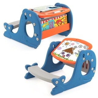 Costway Kids Drawing and Playing Desk Set with Tiltable Erasable - See Details