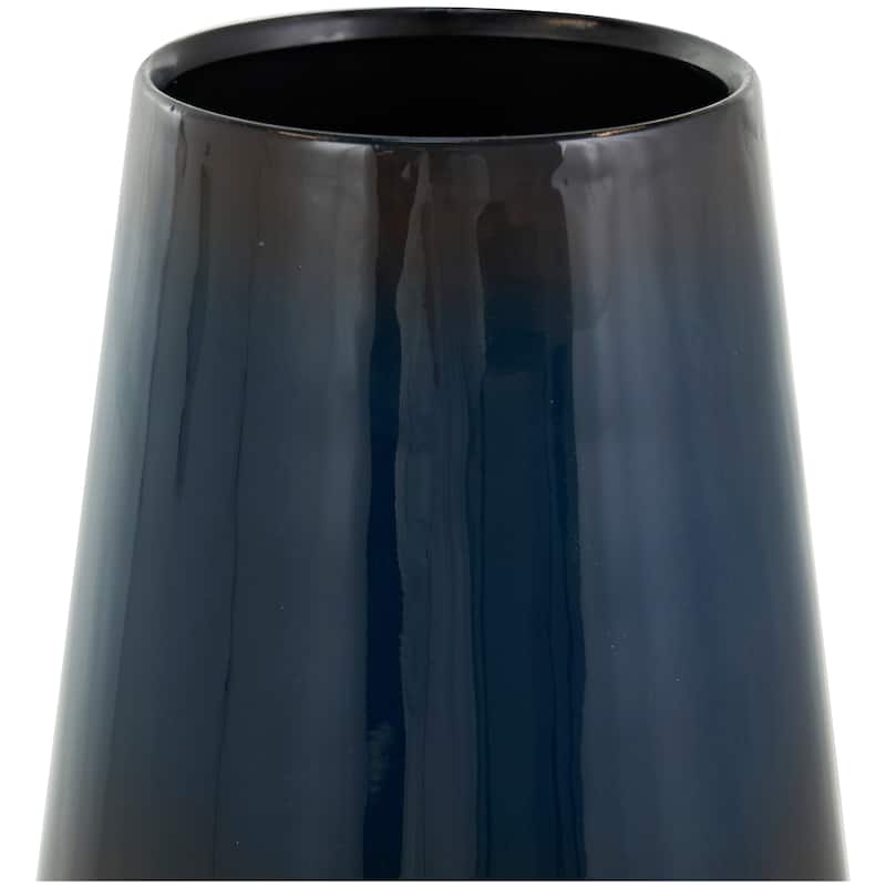 Blue Metal Ombre Vase with Brown Accents
