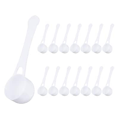 15 Pcs Measuring Spoon with Short Handle, Teaspoon (5g) Plastic Scoops, White - 5g
