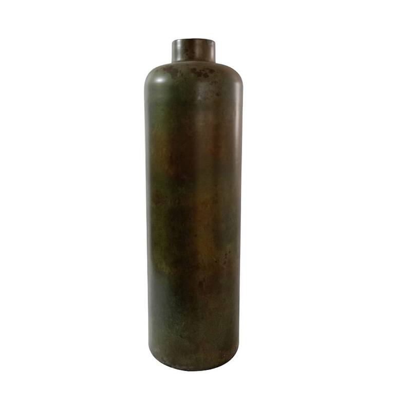 Large Iron Green Patina Vase H 30.7" & Dia 9.7" - GREEN PATINA