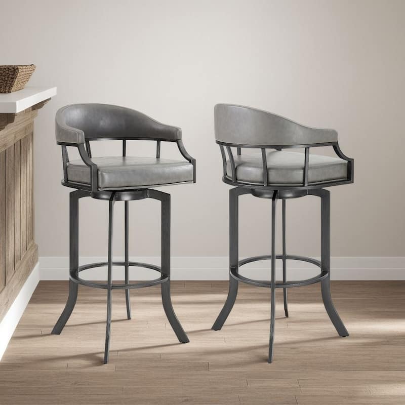Pharaoh Grey Faux Leather Counter or Bar Height Swivel Stool - Counter Height