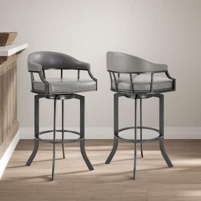 Pharaoh Grey Faux Leather Counter or Bar Height Swivel Stool