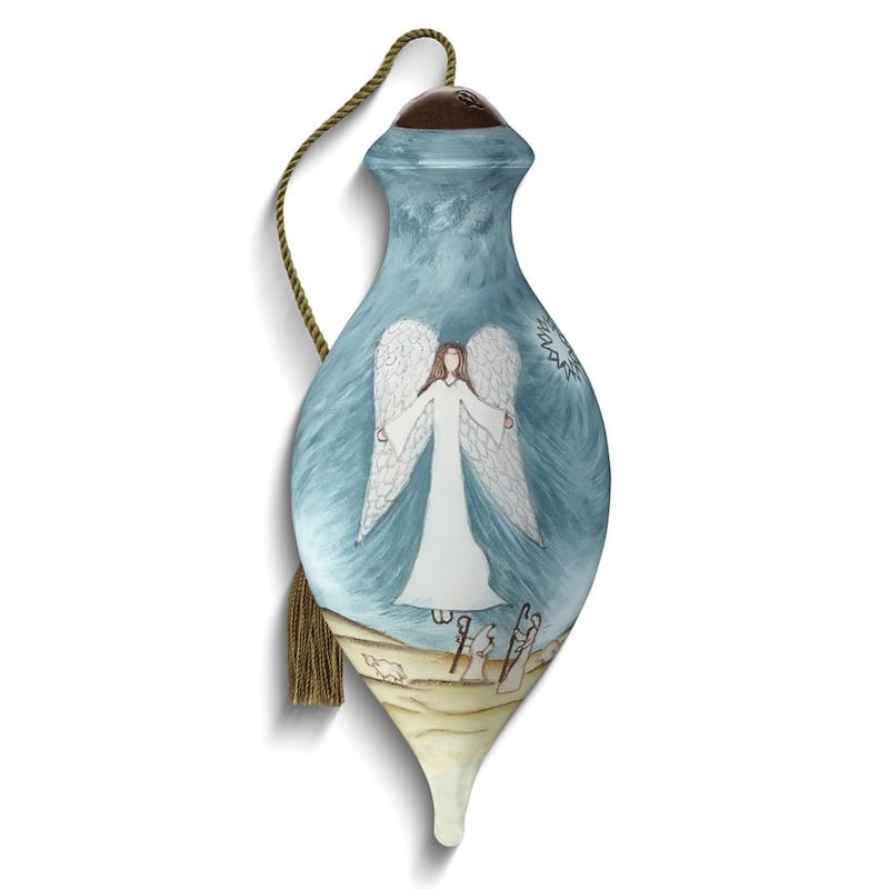 Curata Peace on Earth Angel By Cindy Shamp Hand-Painted Glass Ornament