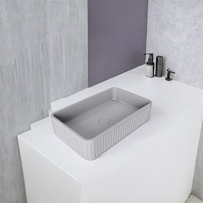 20.5'' Concrete Vessel Rectangular Modern Gray Bathroom Sink