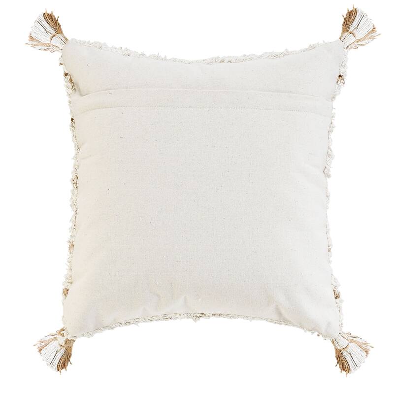 20" White and Tan Diamond Square Throw Pillow