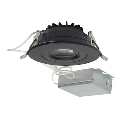 12W LED DW Downlight Gimbaled 4 in 3000K 120V Rd Remote Driver Black