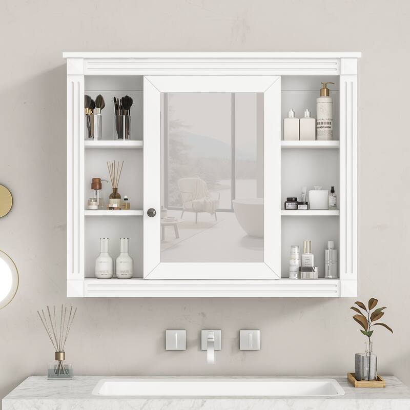 35'' x 28'' Wall Mounted Bathroom Medicine Cabinet - 35" x 7" x 29" - White