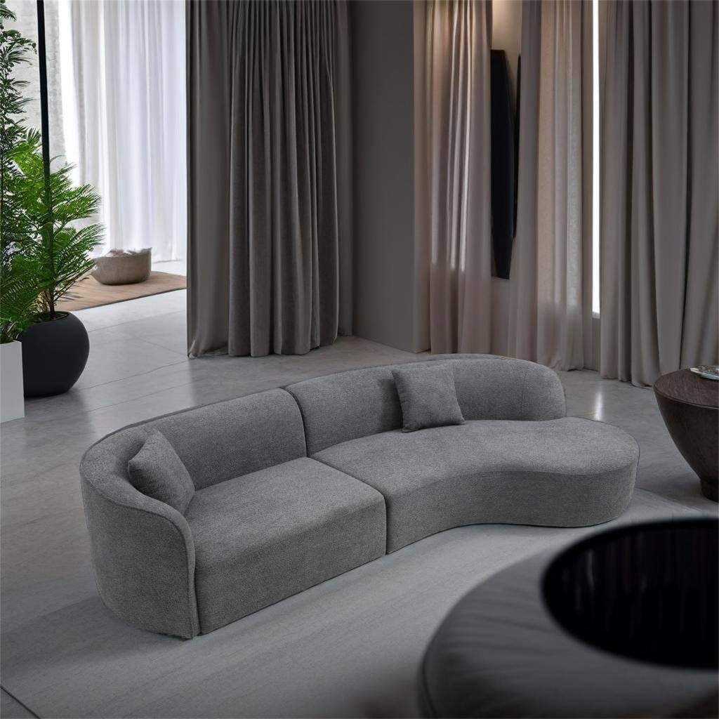 Upholstery Curved Sofa with Chaise 2-Piece Set