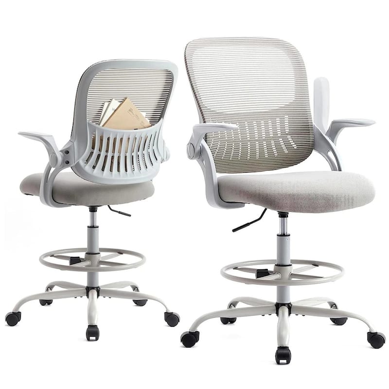 Ergonomic Office Chair, High Back Desk Chair with Headrest, Home Office Swivel Mesh Computer Chair Office Chairs - Grey-Activity