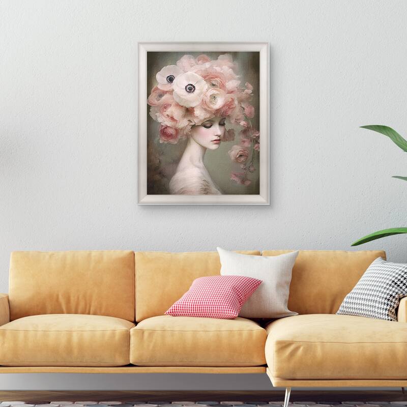 Masterpiece Art Gallery| Blush Floral 9 by Riley B - Framed Canvas Art Print