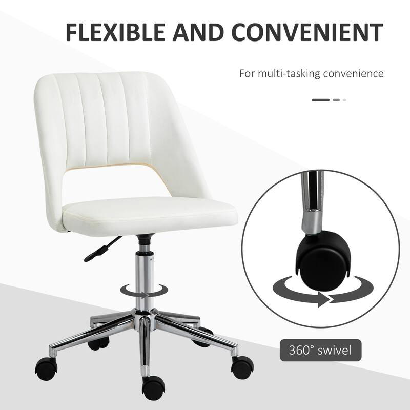 Velvet Swivel Office Chair with Adjustable Height and Wheels for Home Office Living Room and Bedroom