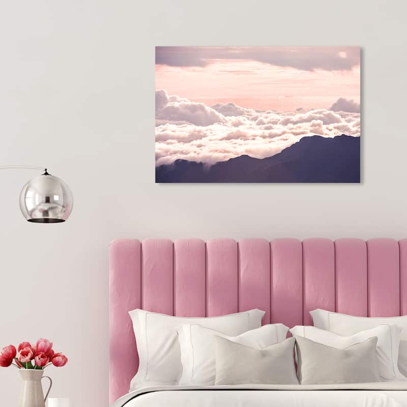 Wynwood Studio Canvas Nature and Landscape Over the Hillside White and Light Pink Modern & Contemporary Wall Art Canvas Print - 20 x 30