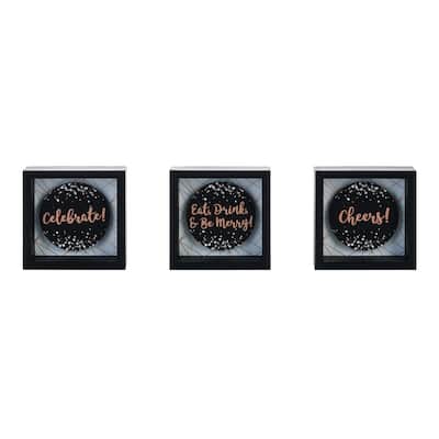 Transpac MDF Dimensional Decor Cube Set of 3 Christmas Home Decorations