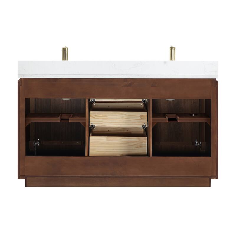 San Double Bath Vanity with Composite Stone Top and Mirror
