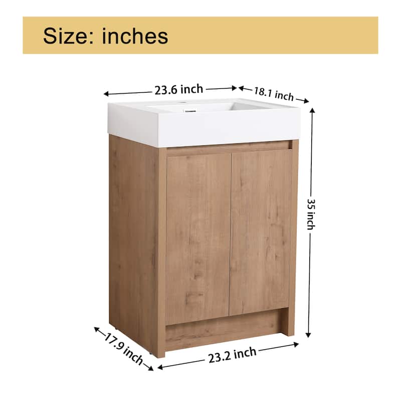 Malwee 24"/30"/48"/60" FreeStanding Bathroom Vanity, Floor Stand Bathroom Vanity with Resin Top,Soft Close Door