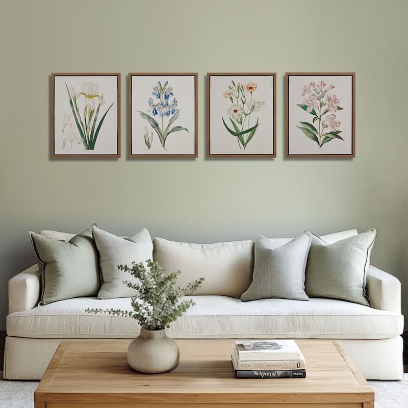 Madison Park Herbal Botany 4-piece Botanical Illustration Framed Canvas Wall Art Set
