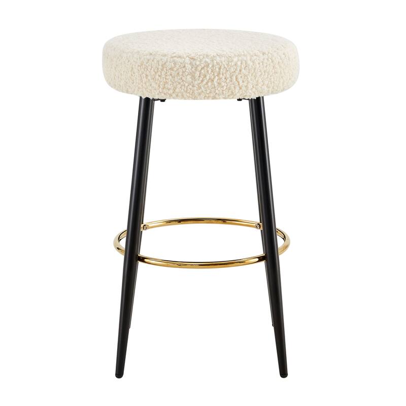 Bar Stools PU Kitchen Stools Upholstered Stools with Golden Footrest