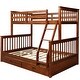 preview thumbnail 5 of 7, Twin-Over-Full Bunk Bed with Ladders and Two Storage Drawers(Can Be Separated), Walnut