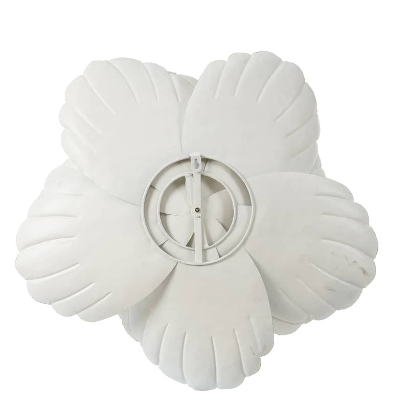 25-Inch Distressed White Metal Flower Wall Decor