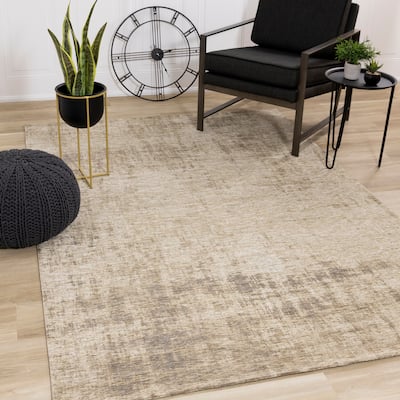 Kylie Collection - Cream/ Beige Distressed Rug - 5'1" x 7'7"