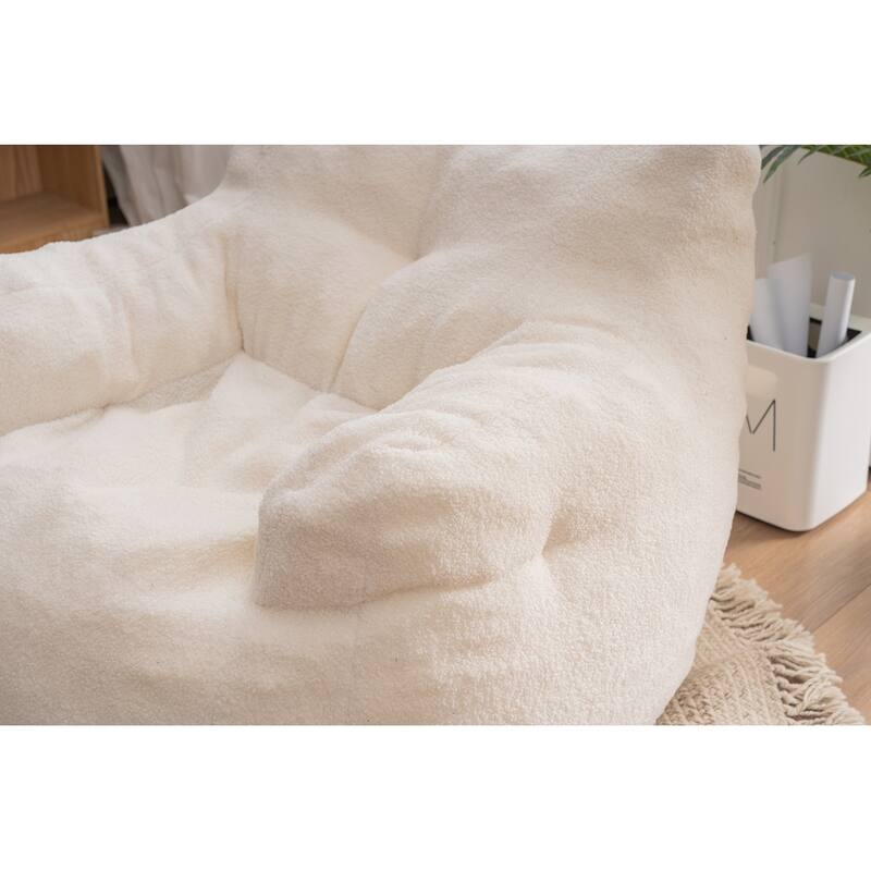 Grondin Mid-Century Modern Faux Fur Fabric Upholstery Bean Bag Chair Tufted Foam Padding Lazy Sofa with Armrests