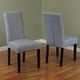 preview thumbnail 6 of 6, Villa Striped Linen Parsons Dining Chairs (Set of 2) Blue