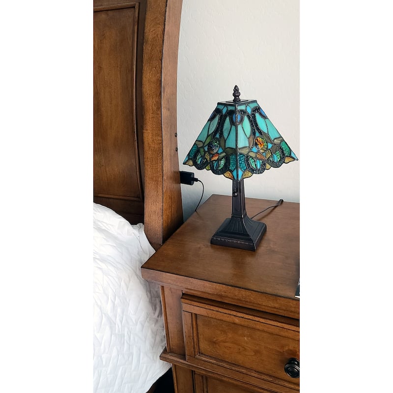 Tiffany Style Floral Mission Style Table Lamp AM253TL08B Amora Lighting
