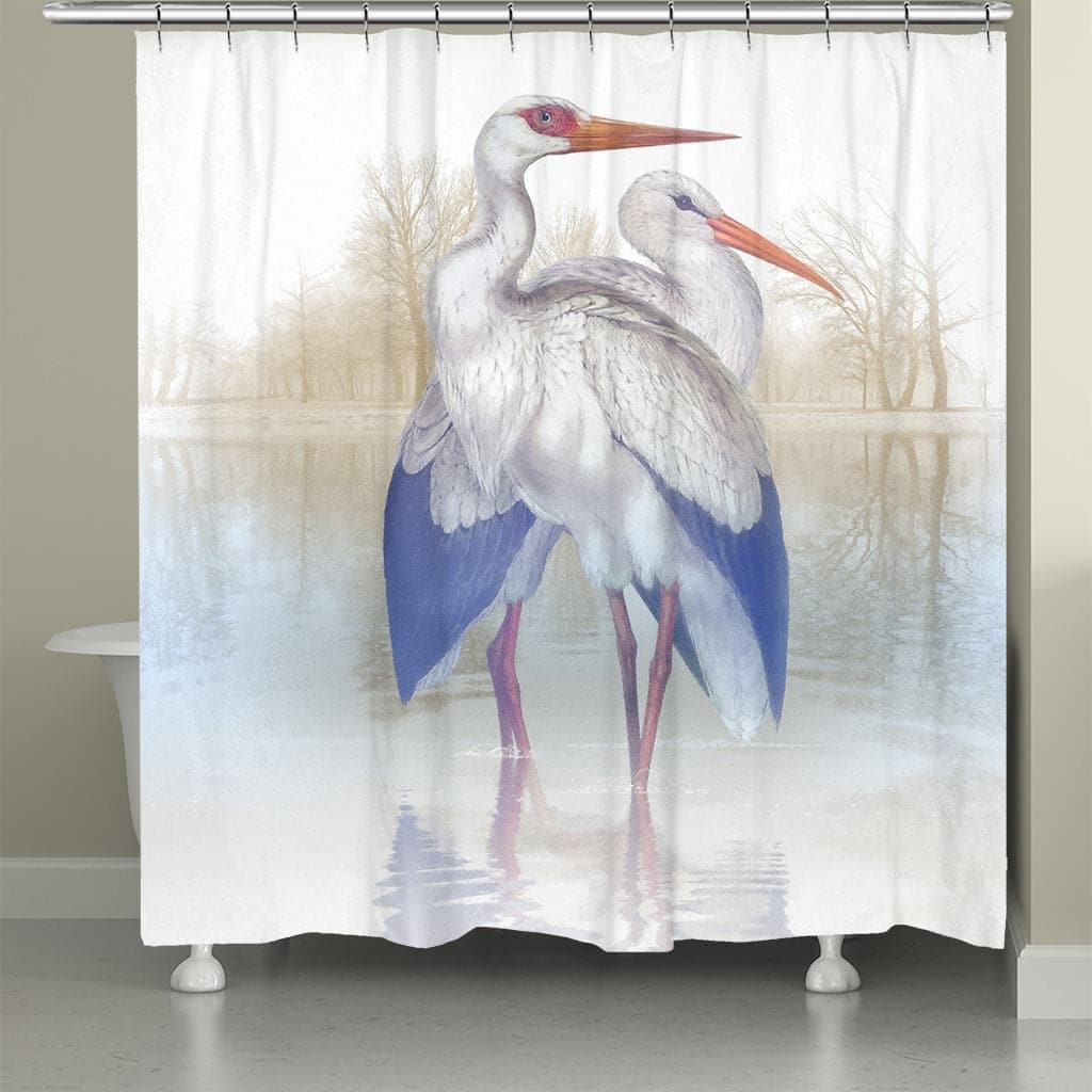 Laural Home Misty Egret Shower Curtain 71x74