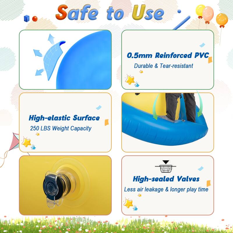 7.5 Foot Giant Inflatable Dome Rocker Bouncer with 6 Built-in Handles for Kids