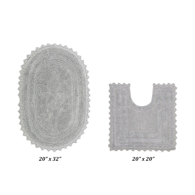 Better Trends Oval Bath Rugs Set 100% Cotton Soft & Water Absorbent Tufted Bathroom Rug for Shower, Sink Bath Mats Lilly Crochet