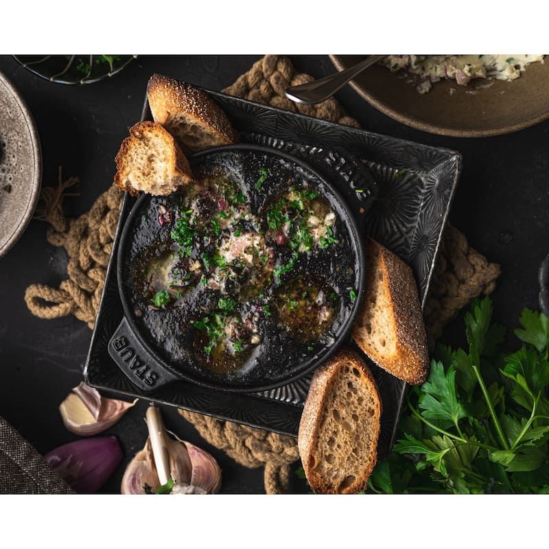 Staub Cast Iron 5.75-inch Escargot Dish with 6 holes - Matte Black