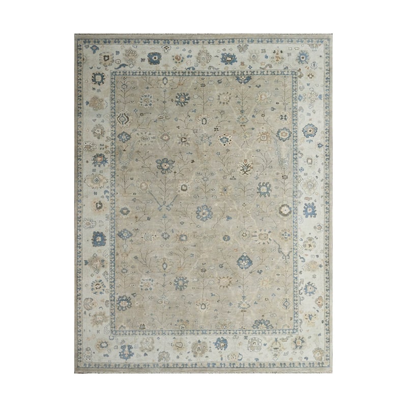 LoomBloom Multi Size Gray Hand Knotted Wool Oushak Rug