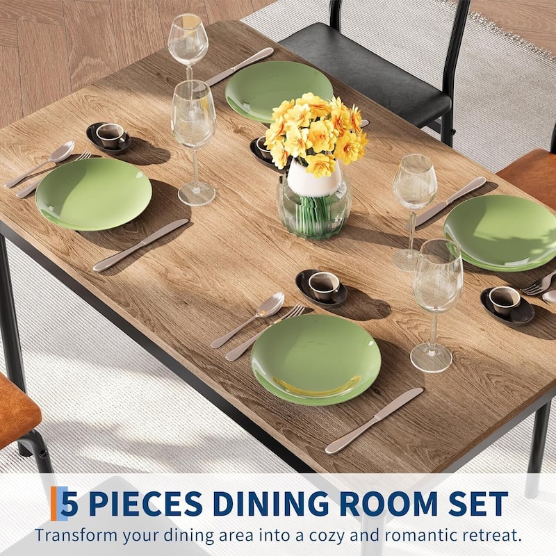 Kitchen Dining Table Set for 4 with Chairs for Kitchen Room and Small Spaces